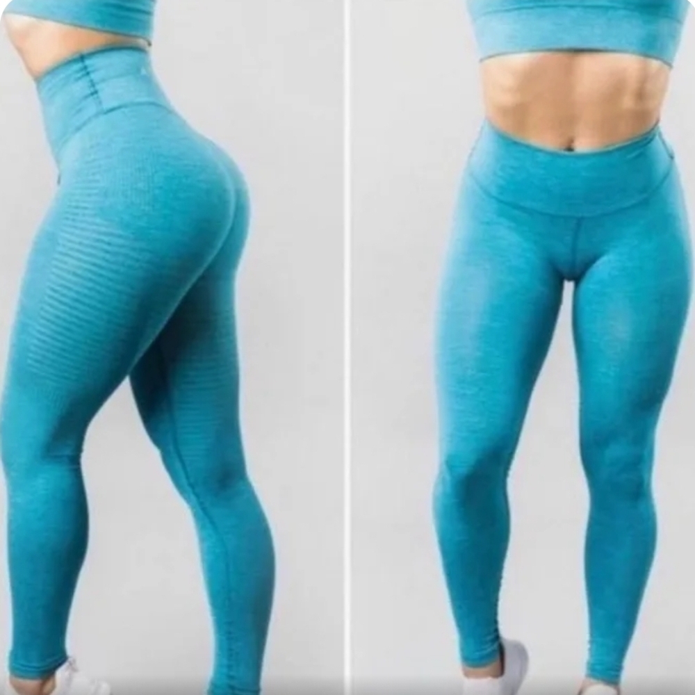Alphalete Seamless High-Waisted Blue Leggings Sz S Vivid Blue New
